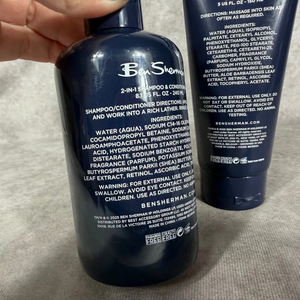 Ben Sherman Mens Cedarwood 2-in-1 Shampoo Conditioner &‎ Body Lotion Set NEW